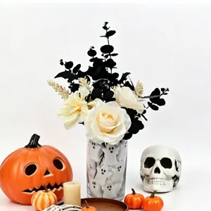 Halloween Geist Figur und Kürbis Party Deko Set mit Schädel und Vasen Arrangement