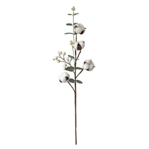 Noords Ins Gedroogde Bloemen Katoen Boeket Kunstmatige Eucalyptusbladeren Witte Bessen Steel Kerst Tafeldecoratie Huisdecoratie Feestdagen Arrangement