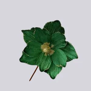 Fiore artificiale di Natale decorazione glitter verde ornamento floreale per festa fai da te