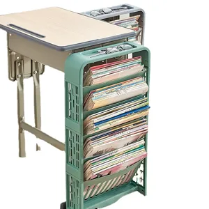 Multi-layer student desk storage rack for classroom books and stationery organizing