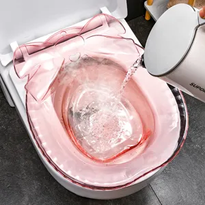 Bacinella per semicupio rosa trasparente per WC cura postpartum e sollievo emorroidi