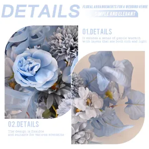 Arrangement floral de mariage artificiel bleu fleurs darche elegante decor de table