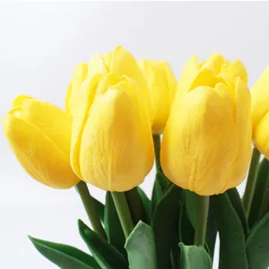 Realistic yellow artificial tulips with moisturizing touch for home and wedding decor
