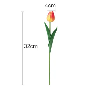 Realistic artificial tulip flower for home decoration with dimensions 32cm height.