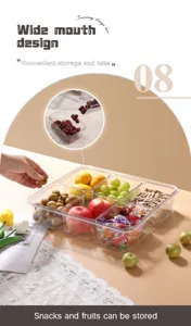 Transparente unterteilte Aufbewahrungsbox mit Deckel für Snacks und Obst im Kühlschrank