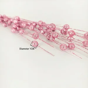 Pink glitter foam berry stems for Christmas decoration, featuring 1cm diameter berries