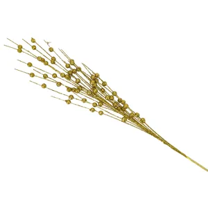 Sparkling 20-fork gold glitter foam berry picks for festive Christmas tree decoration