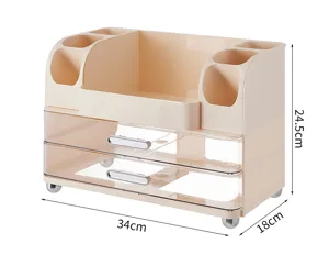 Detailweergave van afmetingen make-up organizer: 34 cm x 18 cm x 24,5 cm