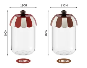 Detailed dimensions and 1400ml capacity specifications for striped kitchen storage jars