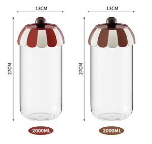 Detailed view of 2000ML kitchen storage jars with 27cm height and striped lids