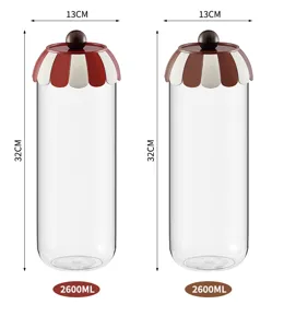 Dimensions for 2600ml kitchen storage jars featuring circus style lids for food storage