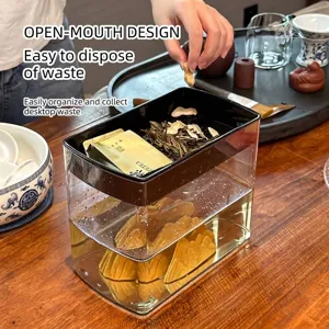 Seau à déchets de thé transparent moderne avec séparation sec-humide et design de montagne