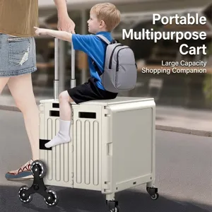 Chariot de courses pliable multifonctionnel avec poignée télescopique et roues d'escalade