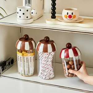 Creative striped awning lid food storage jars for kitchen organization and pantry decor