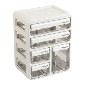 Armoire de rangement de cosmétiques blanche avec 5 tiroirs transparents de bureau