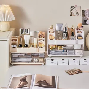 Grote desktop cosmetica organizer met transparante laden voor huidverzorging en make-up