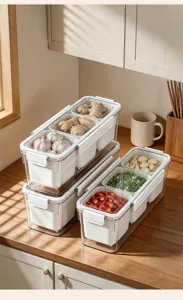 Boîte de rangement de cuisine à plusieurs compartiments pour l'ail et le gingembre