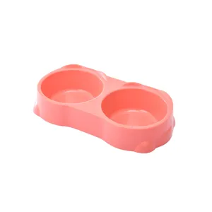 Integrierter rosa Doppelnapf für Haustiere mit Anti-Kipp-Design für Katzen und Hunde