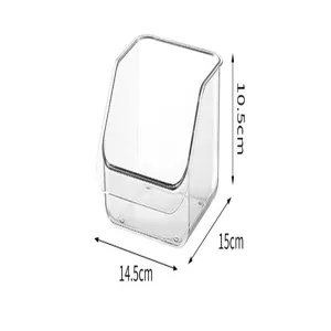 Clear acrylic tea bag organizer with 10.5cm x 15cm x 14.5cm dimensions.