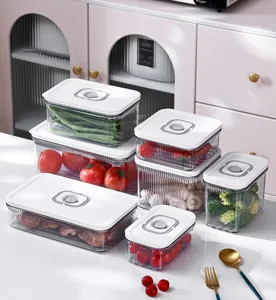 Boîtes de conservation sous vide hermétiques avec couvercles blancs en tailles