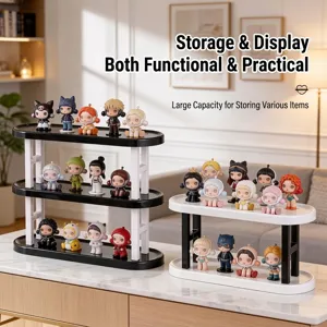 Modern Minimalist Multilayer Desktop Action Figure Display Stand Plastic Storage Rack Home Office Organizer Storage Shelf