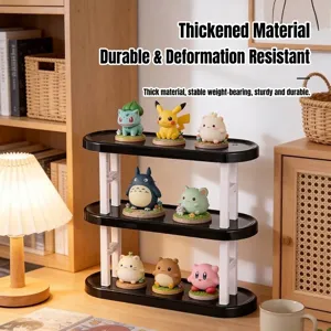 Premium 3-Tier Black Desktop Display Stand for Anime Figurines and Small Collectibles