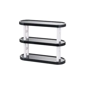 Modern three-tier black and white desktop figurine display rack for home organization
