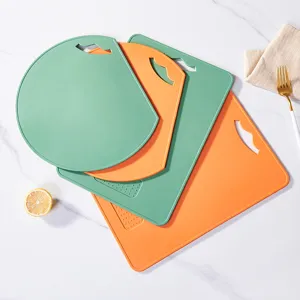 High-quality TPU antibacterial cutting board set in green and orange, various shapes