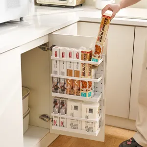 Kitchen Pegboard Storage Rack Wall Mount No Drilling Plastic Cabinet Door Organizer For Spice Jars Foil Wrap Kitchenware White
