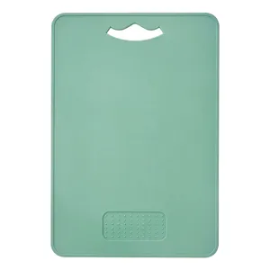Antibacterial food grade TPU cutting board with D-shaped handle in mint green