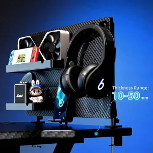 DIY pegboard desk organizer for gaming setups, fits 10-50mm desktop thickness