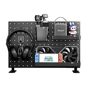 Carbon fiber pattern DIY pegboard desk organizer for gaming wall setup storage