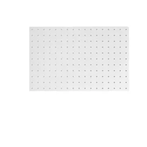 Minimalist white wall-mounted pegboard organizer for bathroom storage with grid holes