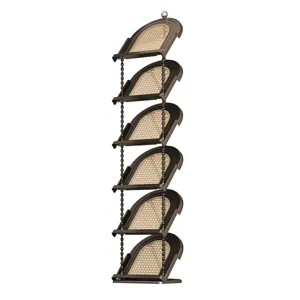 Space-saving 6-tier rattan pattern plastic shoe rack vertical storage organizer stand