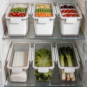 Lot de 6 boîtes de conservation hermétiques pour organisation optimisée du réfrigérateur