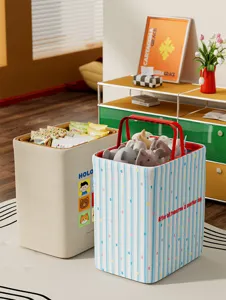Large capacity portable laundry baskets with decorative stripes and cute cartoon prints