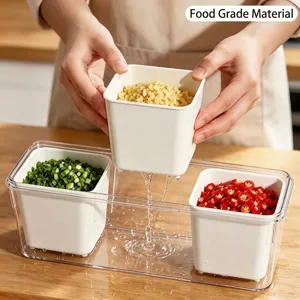 Boîte de rangement cuisine alimentaire avec trois compartiments égouttoirs pour herbes