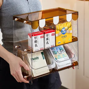 Two-tier transparent acrylic tea bag and coffee capsule storage organizer rack for desk