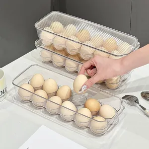 Caja de almacenamiento de huevos transparente con tapa para organizador de nevera