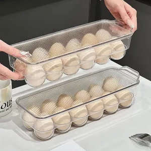 Caja de almacenamiento de huevos apilable de plástico de grado alimenticio para nevera