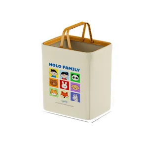 Portable waterproof laundry basket with cute cartoon print for home storage.