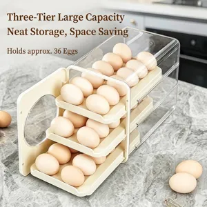 Caja de almacenamiento de huevos de 3 capas de gran capacidad para cocina y nevera