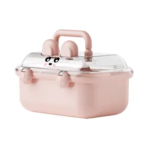 Linda caja de almacenamiento rosa portátil para accesorios de cabello y joyería