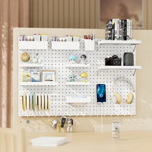 Organisateur mural en panneau perforé blanc pour le rangement de bureau et la décoration