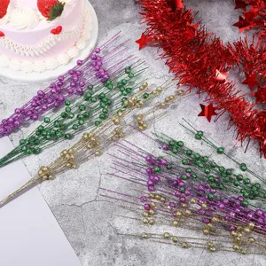 Tiges de baies pailletées en violet vert et or pour une décoration de table festive