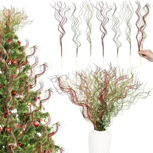 Christmas Glitter Curly Branches Artificial Floral Picks Christmas Tree Decoration Home Ornaments Party Decor