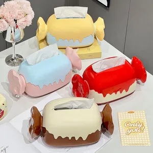 Portapañuelos creativos con forma de caramelo en varios colores para el hogar y oficina.