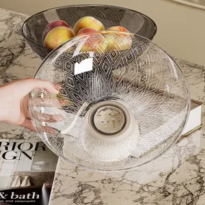 Corbeille à fruits ronde moderne avec motifs géométriques en diamant pour décor de luxe