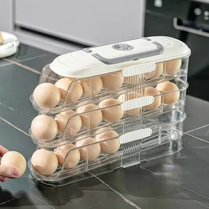 Caja de almacenamiento de huevos rodantes multicapa para la organización de cocina
