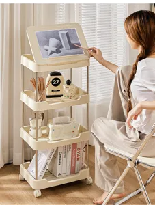 Chariot de rangement à 4 niveaux avec support de tablette pour l'organisation maison